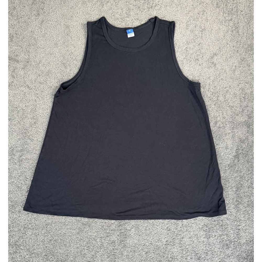 Old Navy Luxe Tank Top Black Sleeveless Crew Neck Rayon Spandex Medium
